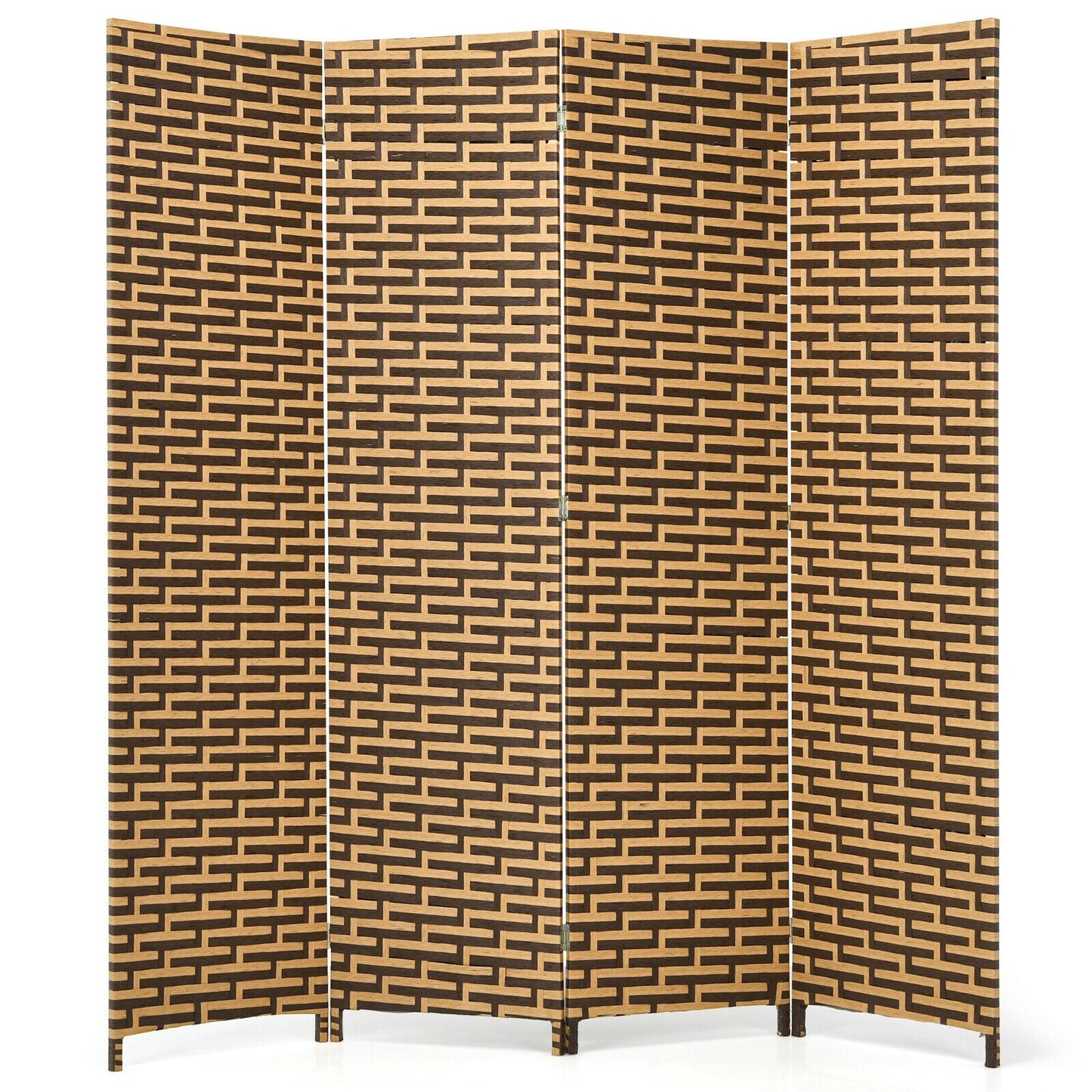 Divisor de ambiente biombo plegable de 4 paneles con bisagra inoxidable - Amarillo