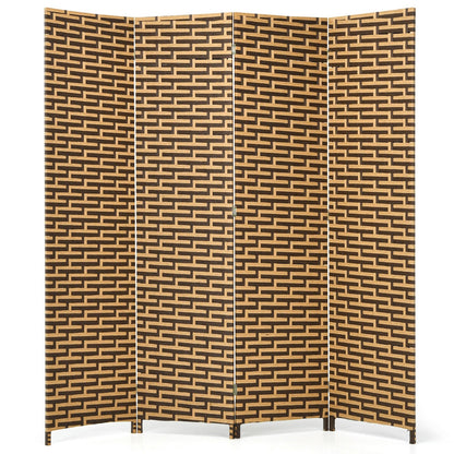 Divisor de ambiente biombo plegable de 4 paneles con bisagra inoxidable - Amarillo