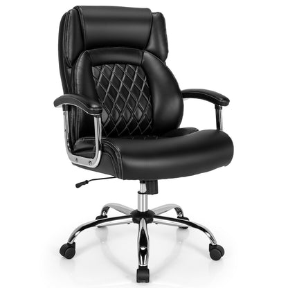 Silla de oficina para ordenador, de altura regulable, para personas altas y grandes, con base de metal, color marrón