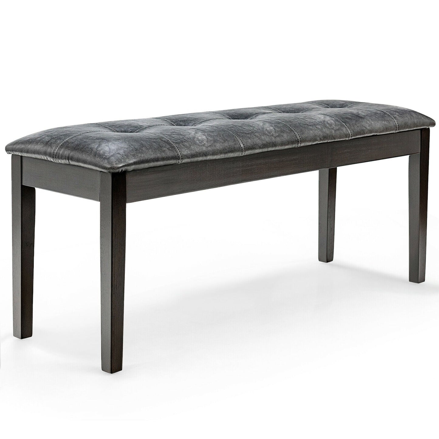 Upholstered Dining Room PU Bench Solid Wood Button Tufted