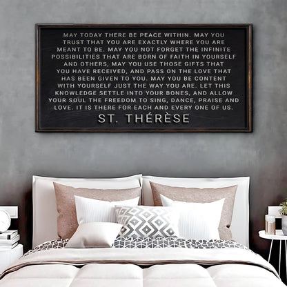 Faith sign canvas May Today There Be Peace Within by Tailored Canvases, black lettering on Tampa Home & Garden Store