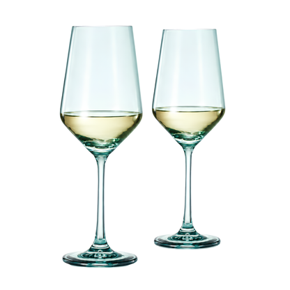 Elegant Set of Two Forest Green Stemmed Glasses