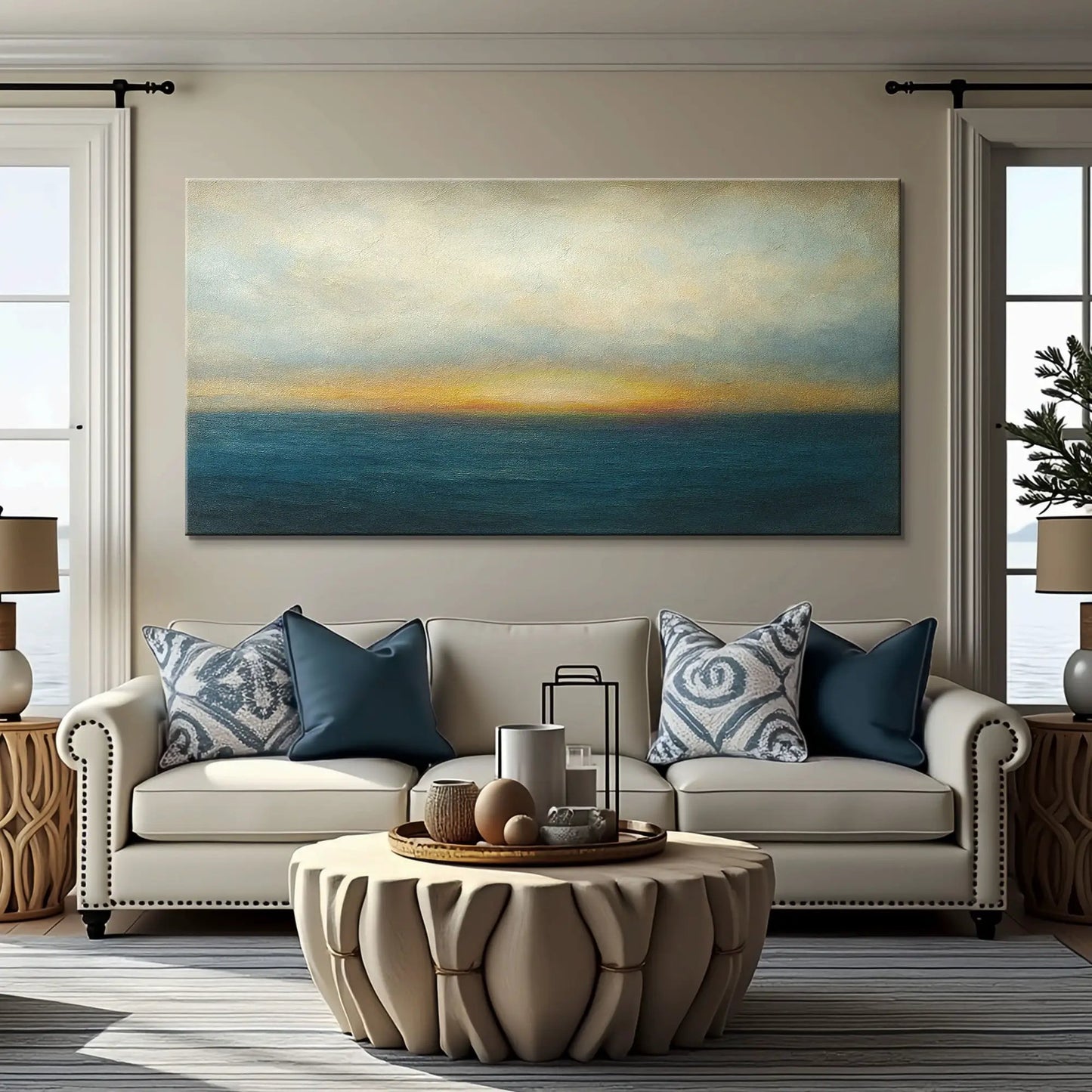 Waterscape Abstract Wall Art V canvas by Tailored Canvases; blue to gold seascape gradient on Tampa Home & Garden Store
