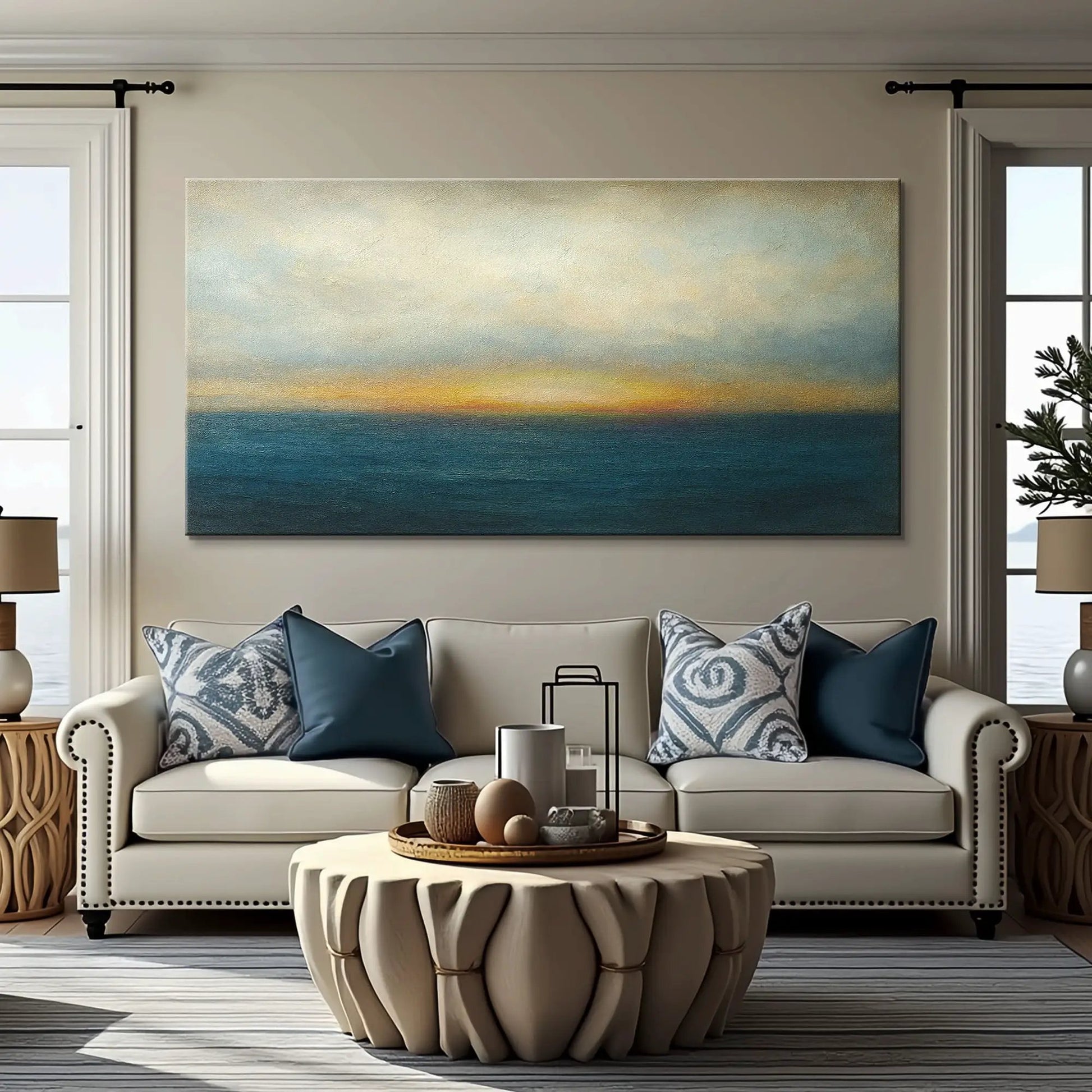 Waterscape Abstract Wall Art V canvas by Tailored Canvases; blue to gold seascape gradient on Tampa Home & Garden Store