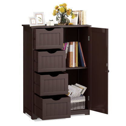 Mueble de madera para interior de pie con 4 cajones - Marrón