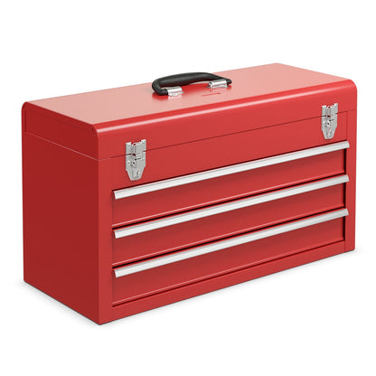 Caja de herramientas portátil para mecánico de garaje con 3 cajones - Rojo
