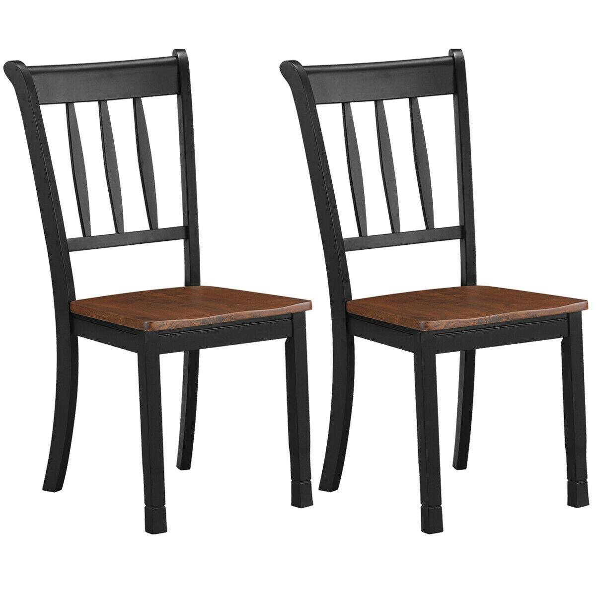 2 sillas de comedor de madera maciza con respaldo de huso Whitesburg, color negro