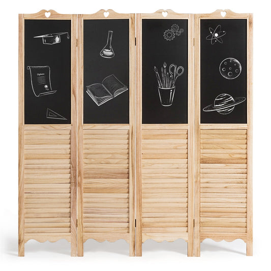 4-Panel Folding Privacy Room Divider Screen with Chalkboard - Tampa Home & Garden Store