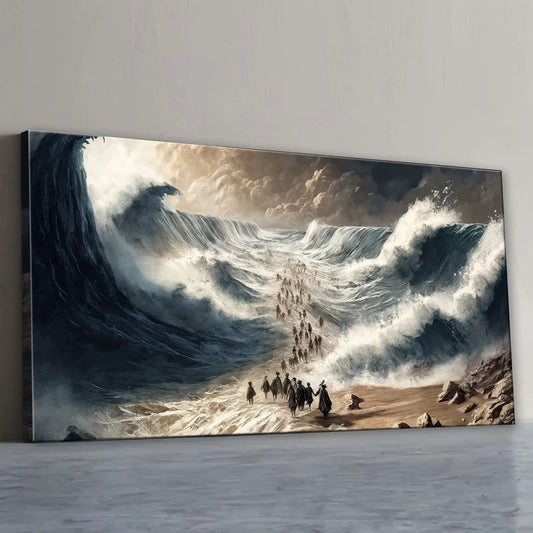 Canvas The Parting - Faith Wall Art IV by Tailored Canvases, stormy seascape with travelers on Tampa Home & Garden Store