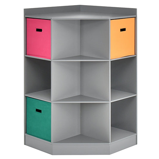 3-Tier Kids Storage Shelf Corner Cabinet with 3 Baskets - Tampa Home & Garden Store