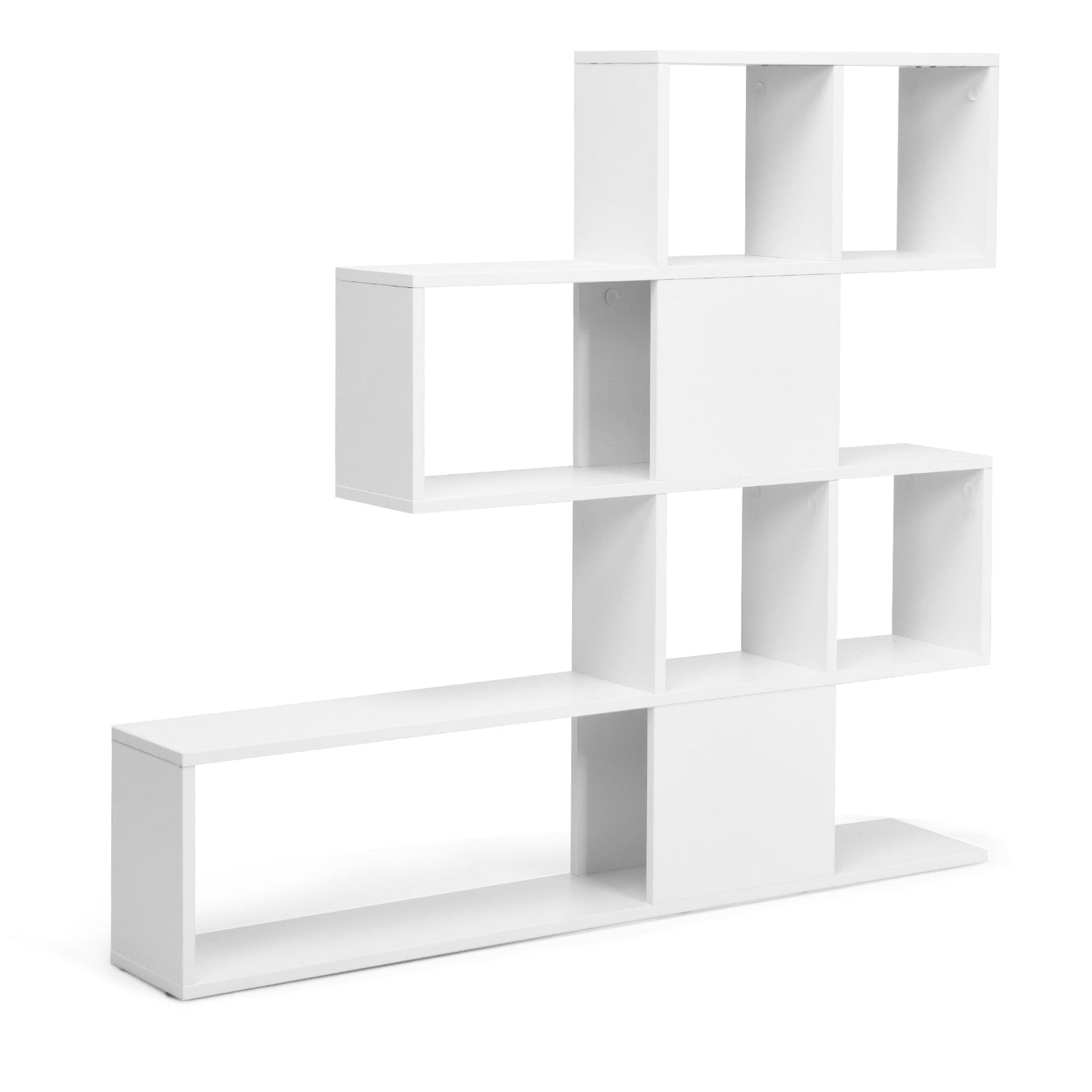 Estantería esquinera tipo escalera de 5 niveles con estante de almacenamiento - Blanco y negro