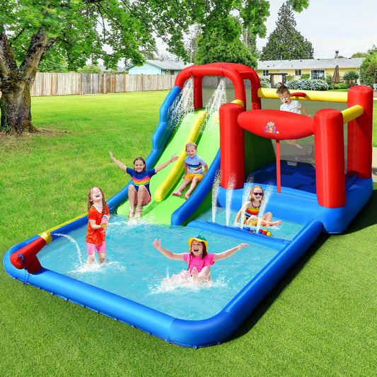 Inflatable Water Slide with Ocean Balls for Kids without Blower - Tampa Home & Garden Store