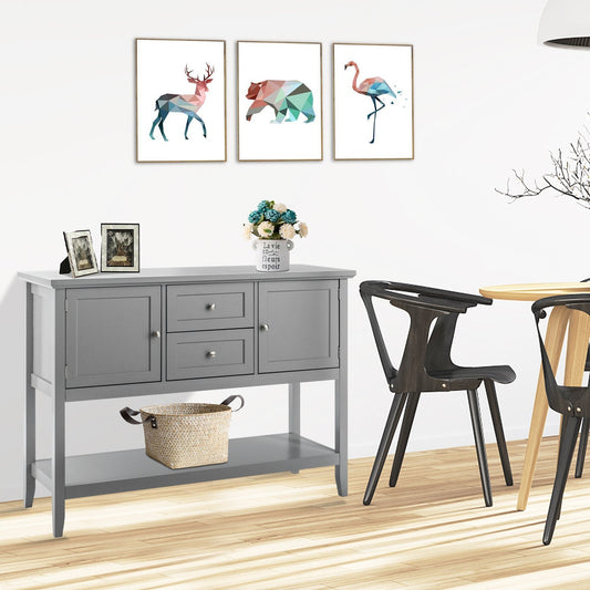 Aparador de madera Consola con cajones y almacenamiento - Gris