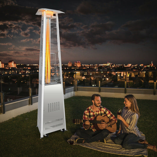 42 000 BTU Stainless Steel Pyramid Patio Heater With Wheels - Tampa Home & Garden Store