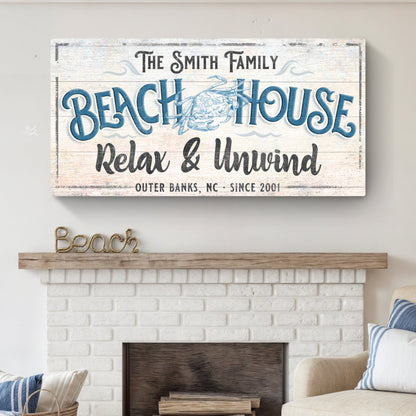Beach House Sign IV crafting canvas by Tailored Canvases with plank and BEACH HOUSE lettering on Tampa Home & Garden Store