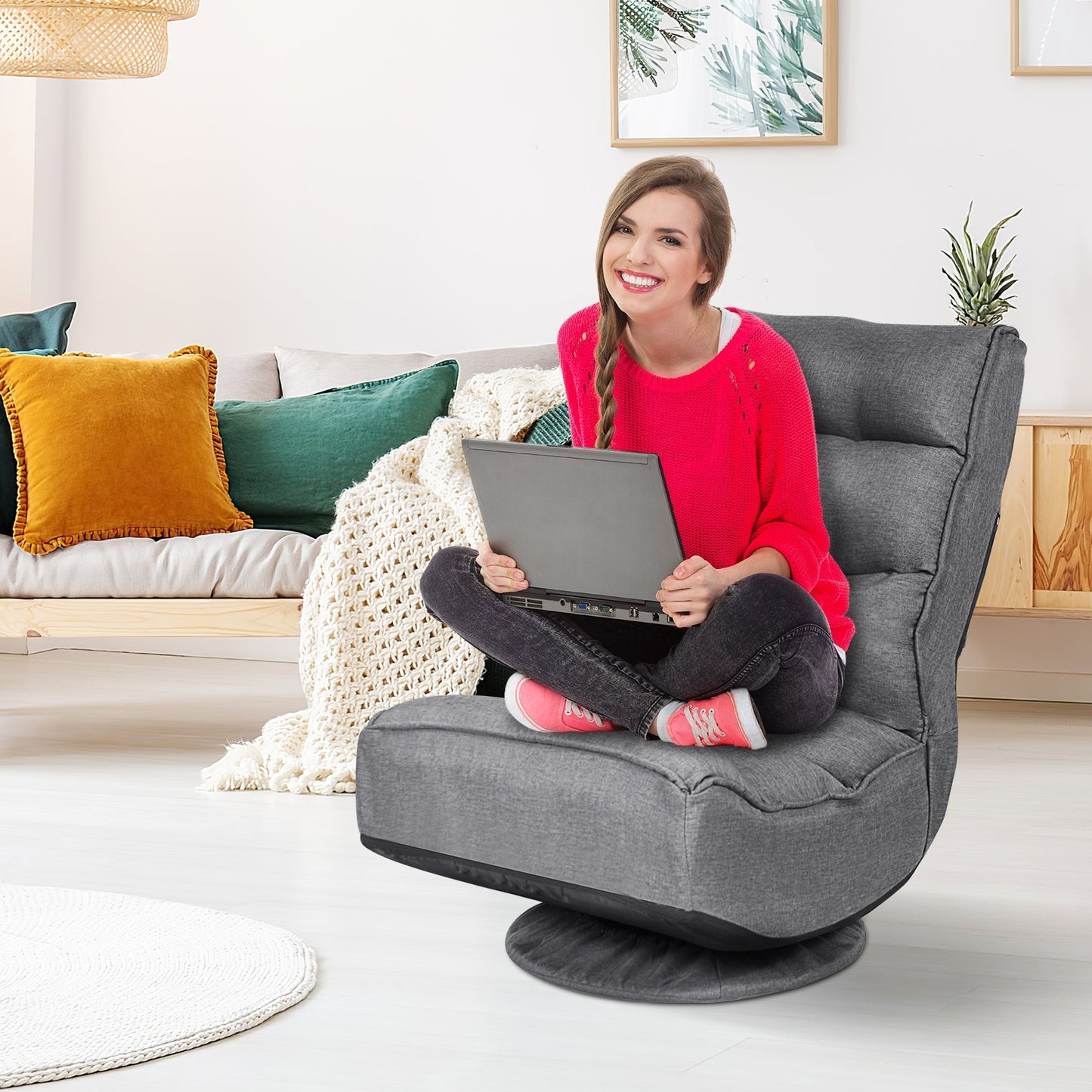 5-Position Folding Floor Gaming Chair