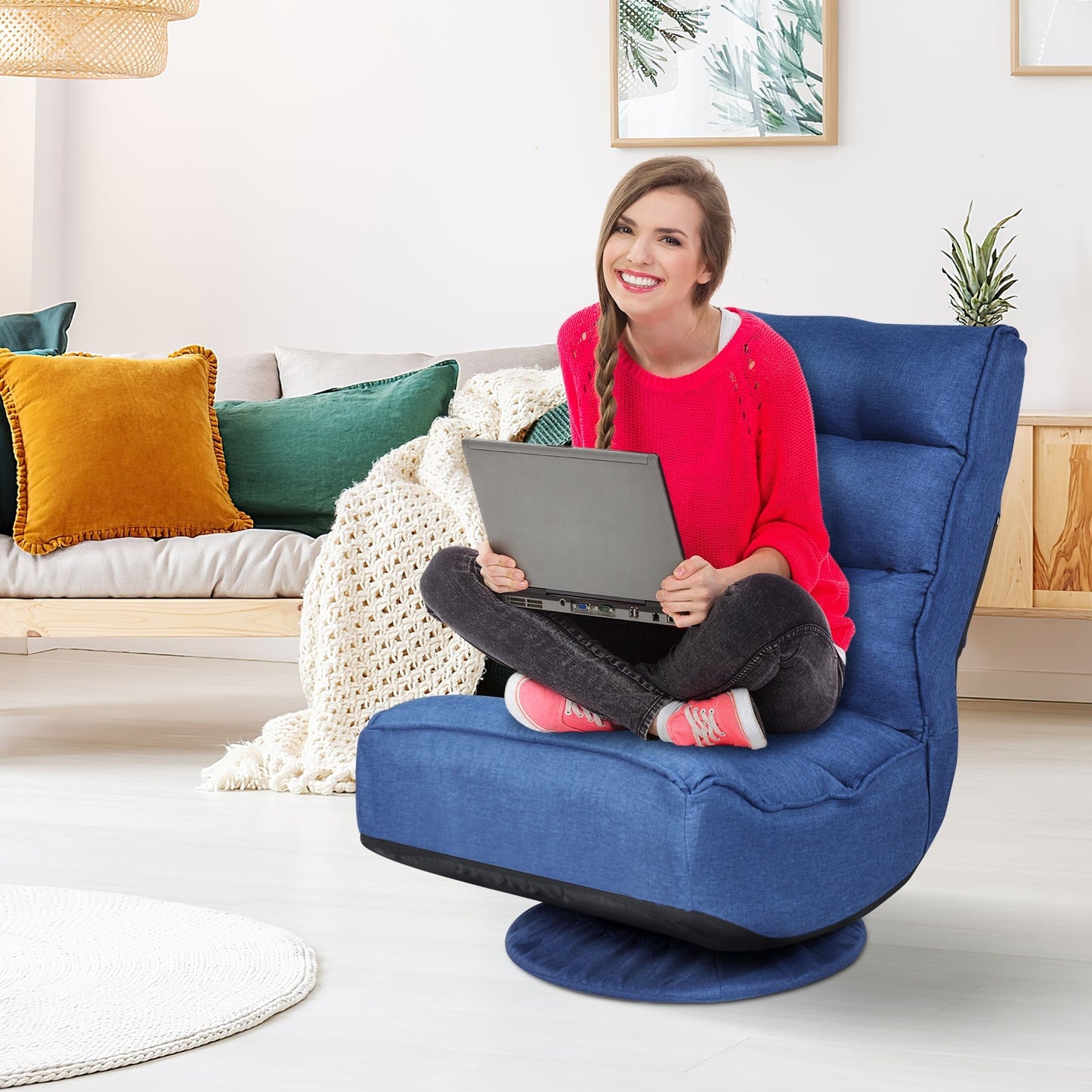 5-Position Folding Floor Gaming Chair