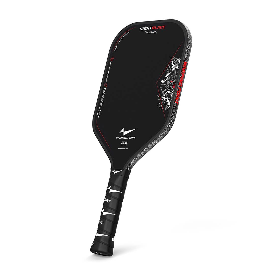 Nightblade Pickleball Paddle 16mm by Warping Point, black face with red accents on Tampa Home & Garden Store
