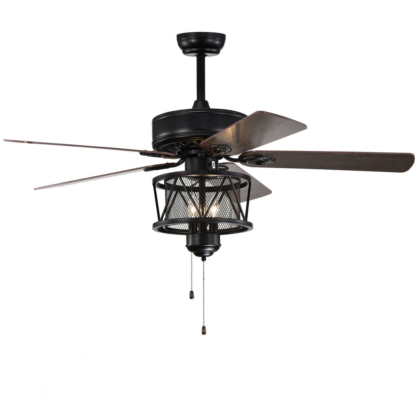 Ventilador de techo de 50 pulgadas con luces, aspas reversibles y control de cadena - Negro