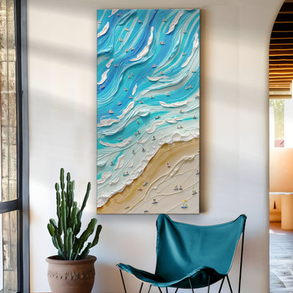 Beach Days Wall Art IV canvas by Tailored Canvases; blue ocean waves with boats on Tampa Home & Garden Store