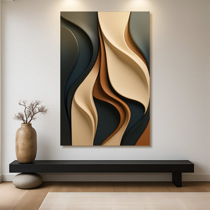Modern Abstract Minimalist Wall Art canvas by Tailored Canvases with cream beige brown curves on Tampa Home & Garden Store
