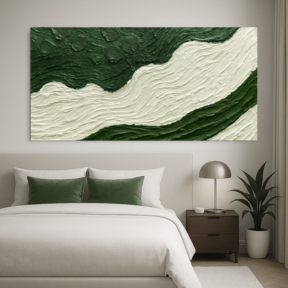 Green Rivers Abstract Wall Art VII canvas by Tailored Canvases in green and cream textured waves on Tampa Home & Garden Store