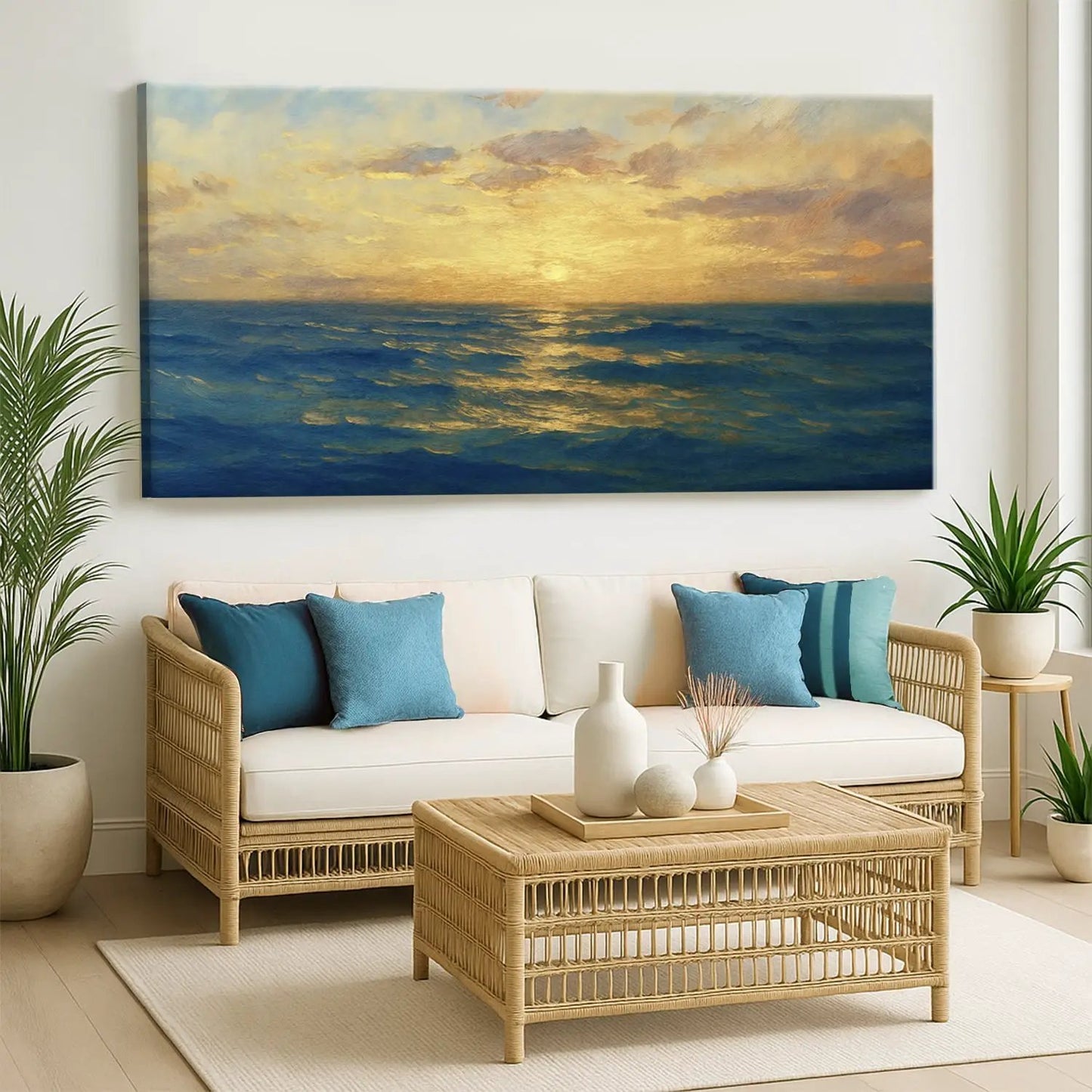 Waterscape Abstract Wall Art VII canvas by Tailored Canvases with blue ocean and sunset hues on Tampa Home & Garden Store