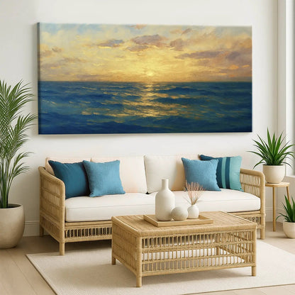 Waterscape Abstract Wall Art VII canvas by Tailored Canvases with blue ocean and sunset hues on Tampa Home & Garden Store