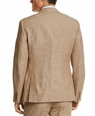 Bar III Men Slim Tan Pinstripe Linen Jacket