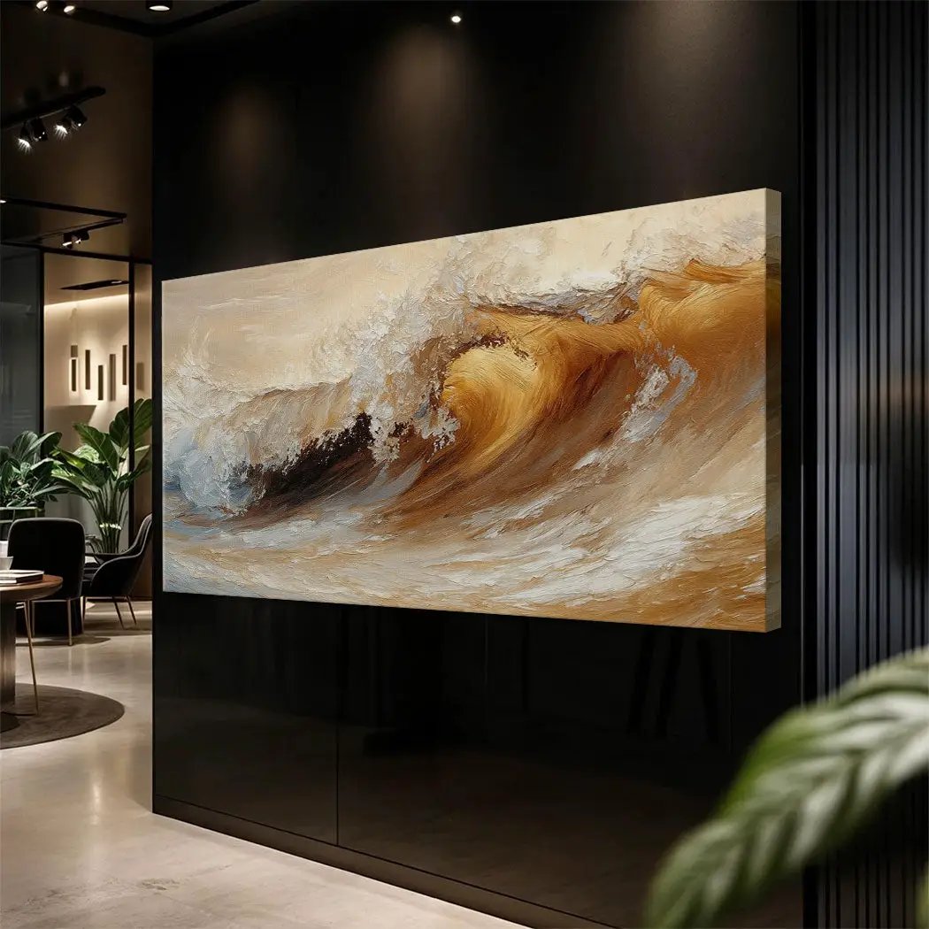 Ocean Wave Seascape Wall Art III canvas by Tailored Canvases in beige brown white tones on Tampa Home & Garden Store