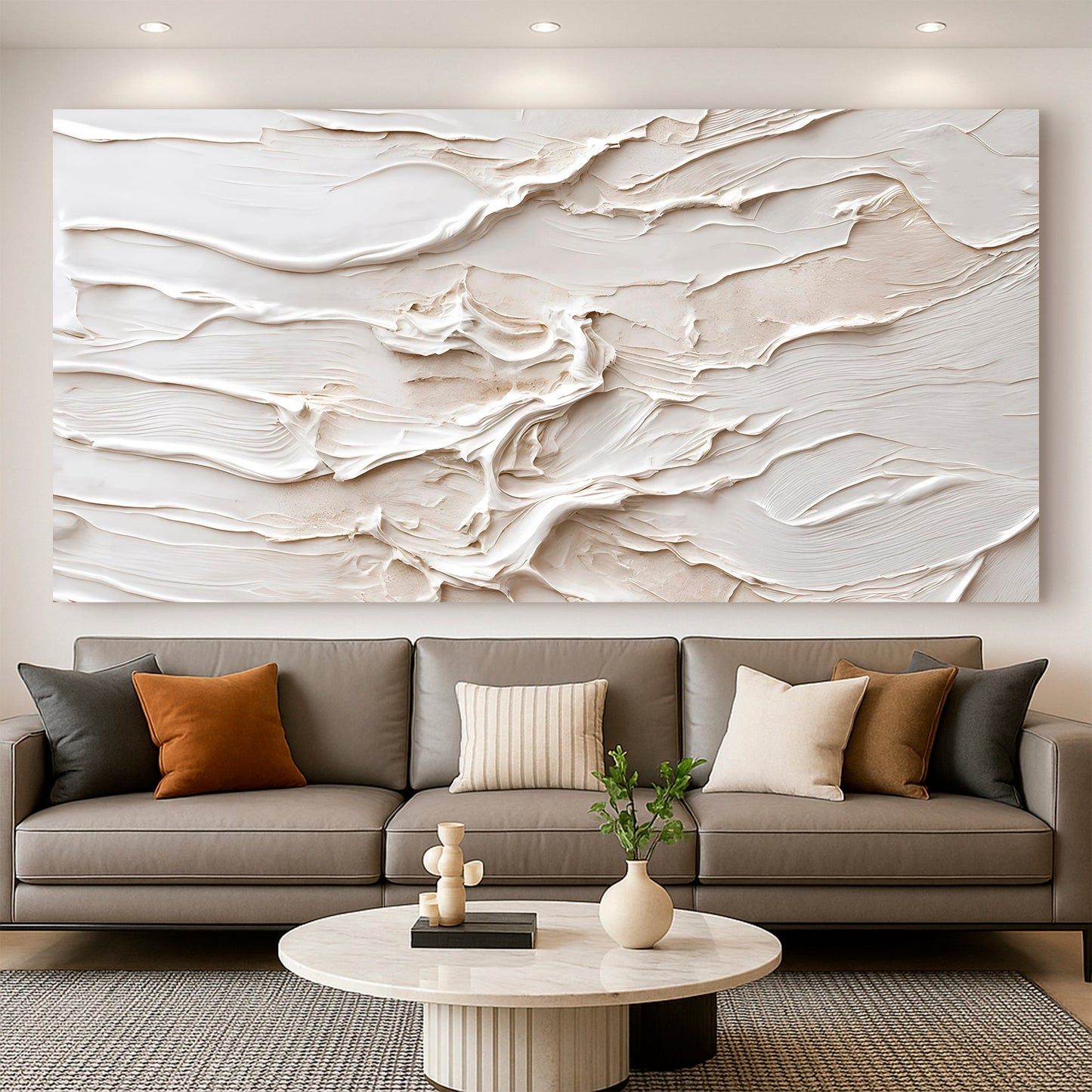 Minimalist Wall Art IX canvas by Tailored Canvases with cream textured abstract design on Tampa Home & Garden Store