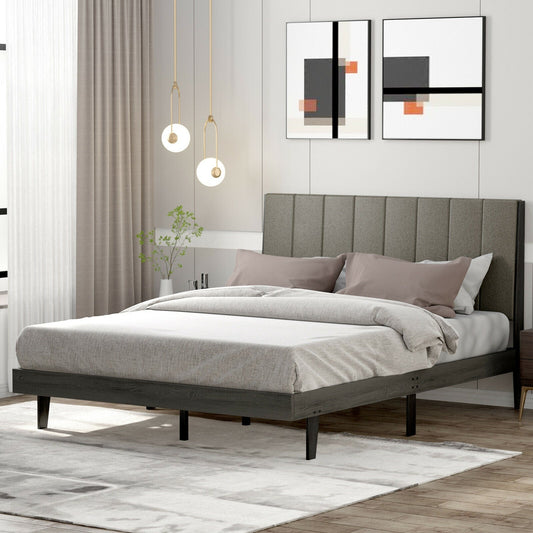 Queen Size Upholstered Bed Frame with Tufted Headboard - Tampa Home & Garden Store