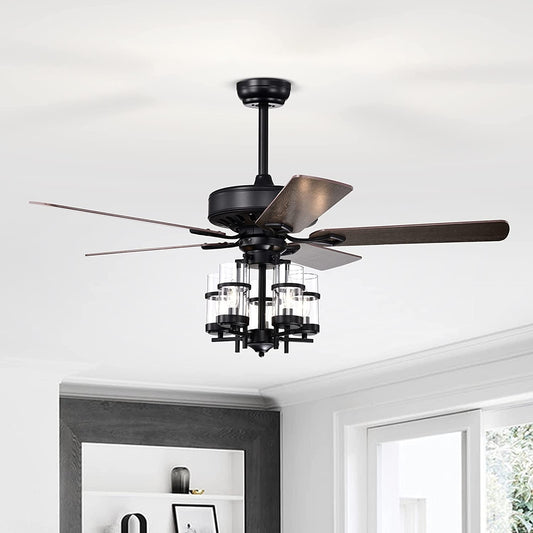 50 Inch Noiseless Ceiling Fan Light with Explosion-proof Glass Lampshades-Black - Tampa Home & Garden Store