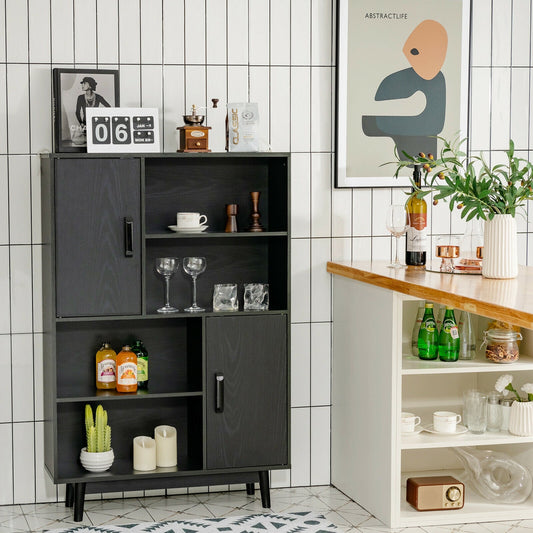 Aparador con almacenamiento y estantes con puerta - Negro