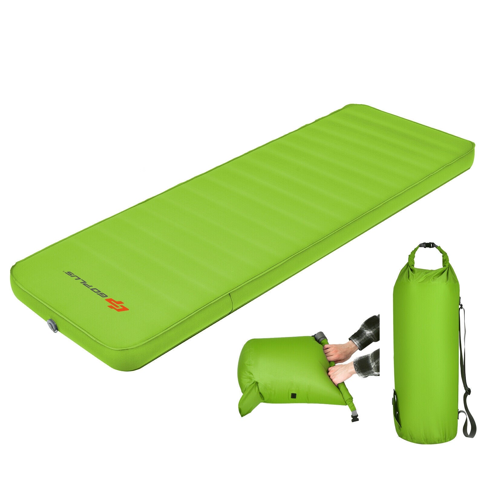 GemGear self inflating folding camping sleeping mattress lime green with carrying bag on Tampa Home & Garden Store