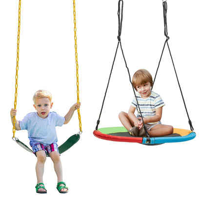 2-pack swing set seats: yellow chain child swing and multicolor saucer tree swing on Tampa Home & Garden Store