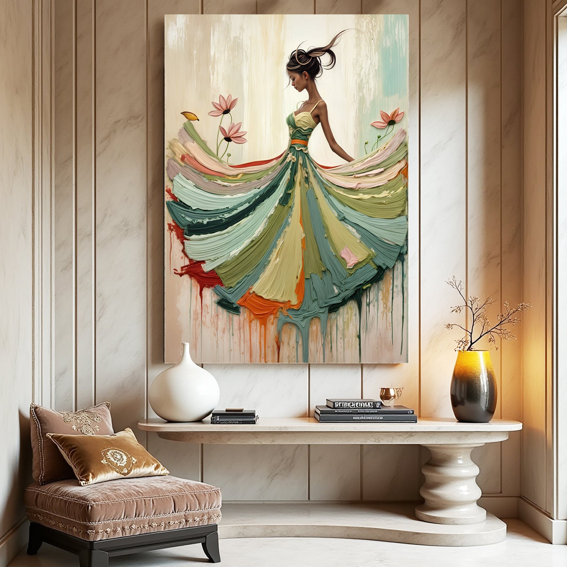 Blooming Modern Abstract Wall Art canvas by Tailored Canvases in a colorful gown on Tampa Home & Garden Store