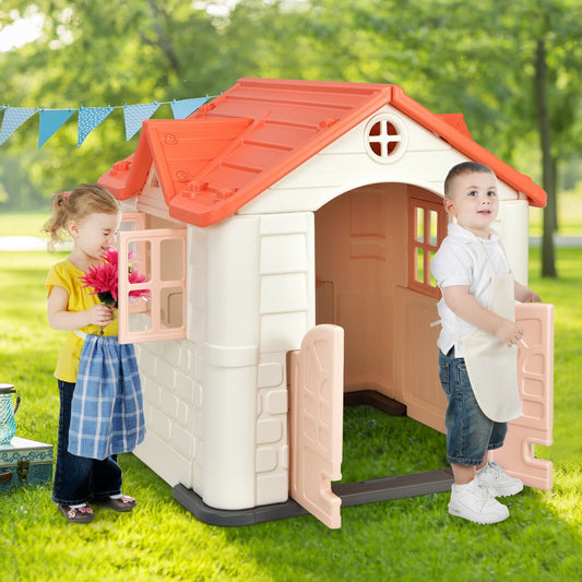 Kid’s Playhouse Pretend Toy House For Boys and Girls 7 Pieces Toy Set-Pink - Tampa Home & Garden Store