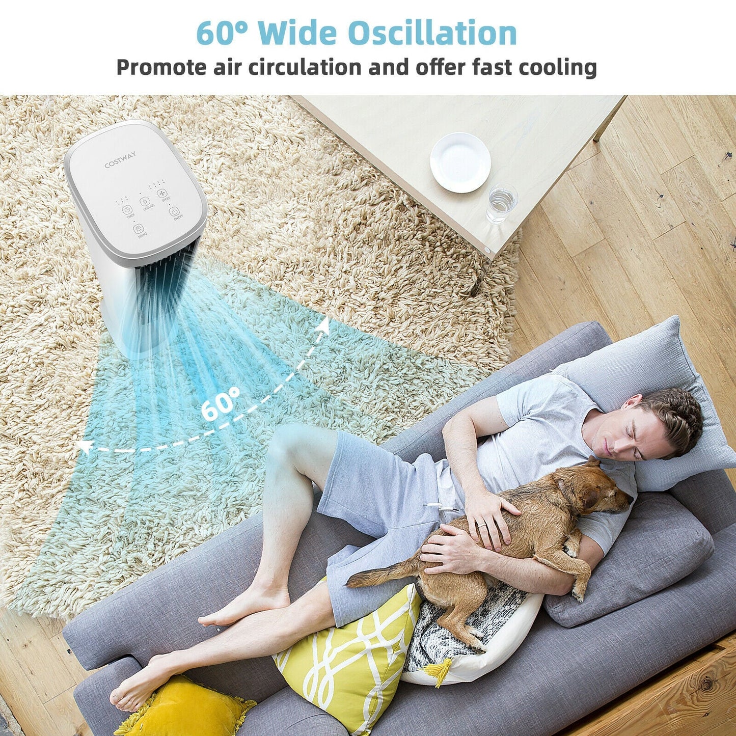 Enfriador de aire evaporativo portátil 3 en 1 con temporizador - Blanco