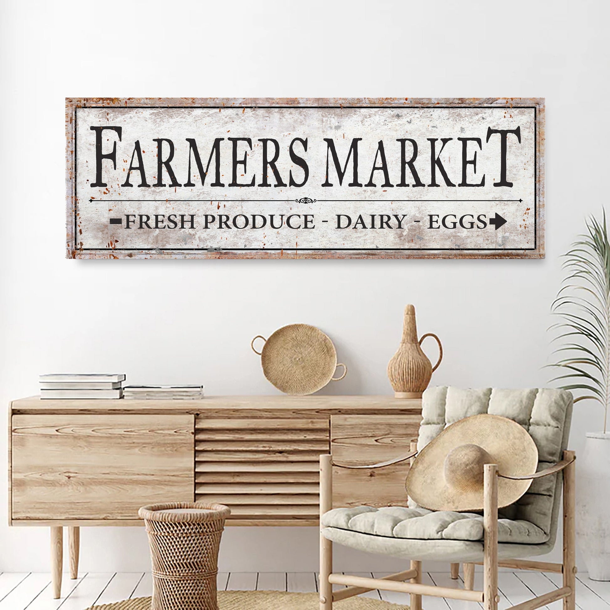 Farmers Market Sign III canvas wall art with rustic weathered panel by Tailored Canvases on Tampa Home & Garden Store