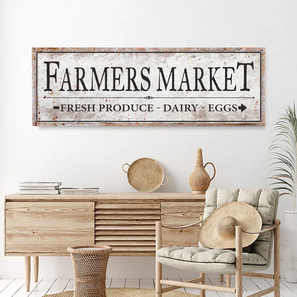 Farmers Market Sign III canvas wall art with rustic weathered panel by Tailored Canvases on Tampa Home & Garden Store