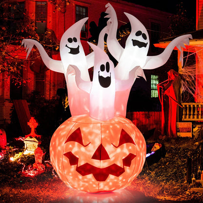DirectDeals 6 ft inflatable Halloween ghosts with rotating lamp atop pumpkin base on Tampa Home & Garden Store