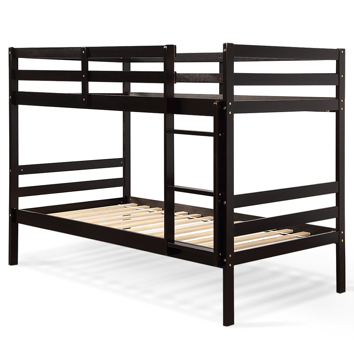 Literas dobles de madera para niños, literas de madera maciza - Marrón