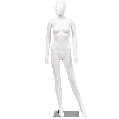 Maniquí femenino de cuerpo entero de 1,76 m con cabeza ovalada y base metálica