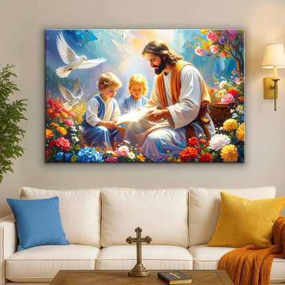 Jesus With Children Faith Wall Art IV, Jesus blessing children among doves and flowers on Tampa Home & Garden Store