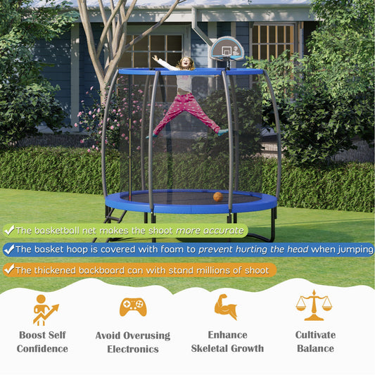 8/10 Feet Recreational Trampoline with Basketball Hoop - Tampa Home & Garden Store