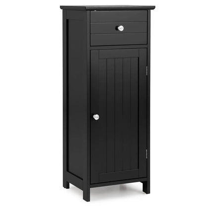 Wooden Bathroom Floor Storage Cabinet With Drawer