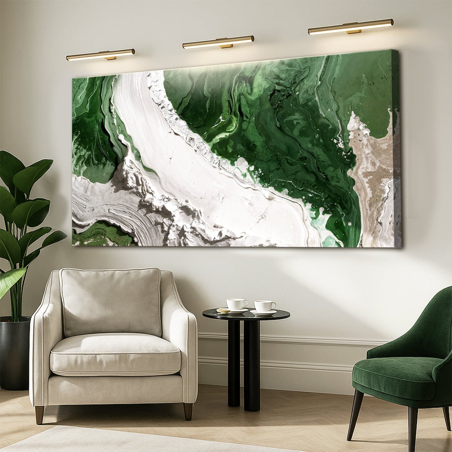 Green Rivers Abstract Wall Art IV canvas by Tailored Canvases in green and white abstract craft decor on Tampa Home & Garden Store