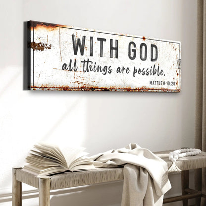 Canvas sign by Tailored Canvases, distressed white with rust and black lettering on Tampa Home & Garden Store