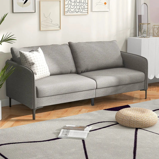 Modern 76-inch gray loveseat sofa with metal legs for compact living on Tampa Home & Garden Store